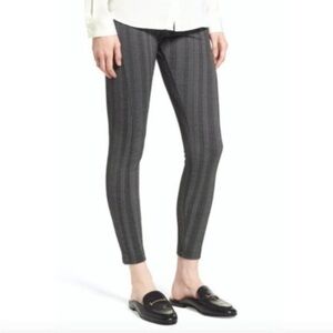 Lysse Black and Gray Stripe Herringbone Ella Ponte Crop Skinny Pants Leggings